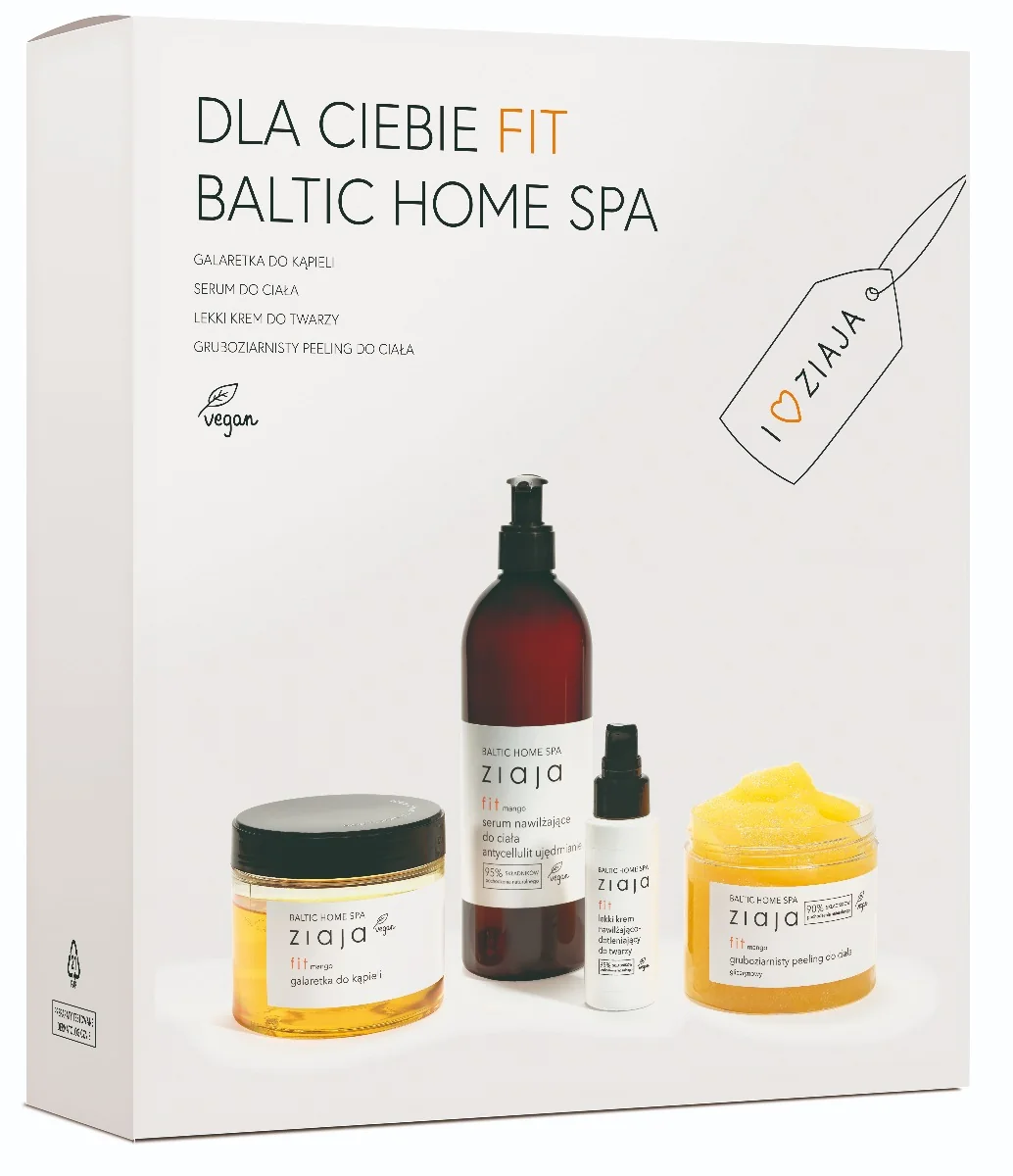 Ziaja Zestaw Baltic Home SPA Fit, galaretka do kąpieli, 260 ml + serum do ciała, 400 ml + lekki krem do twarzy, 50ml + gruboziarnisty peeling do ciała, 300 ml