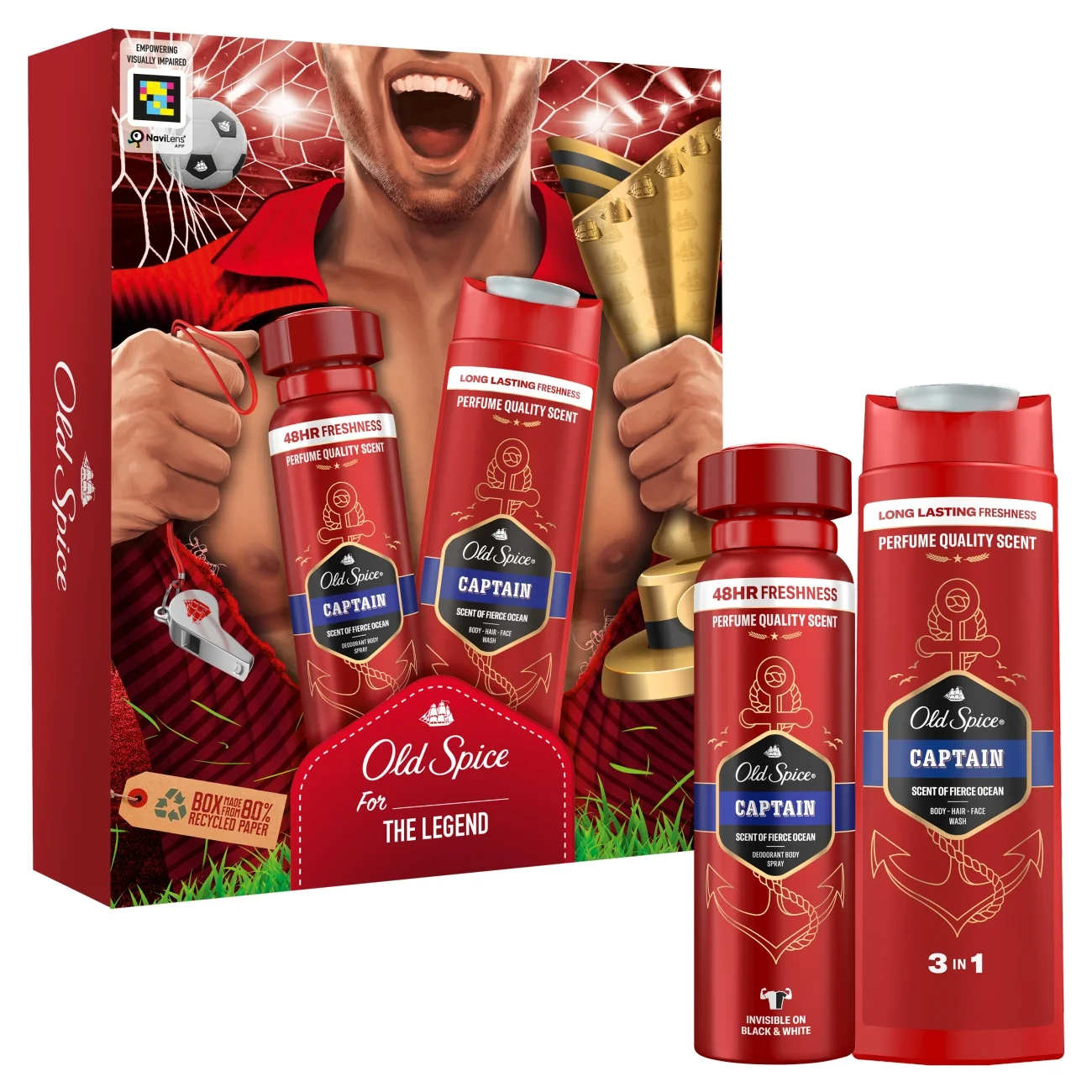 Old Spice Captain Footballer zestaw podarunkowy dezodorant w sprayu, 150 ml + żel pod prysznic, 250 ml