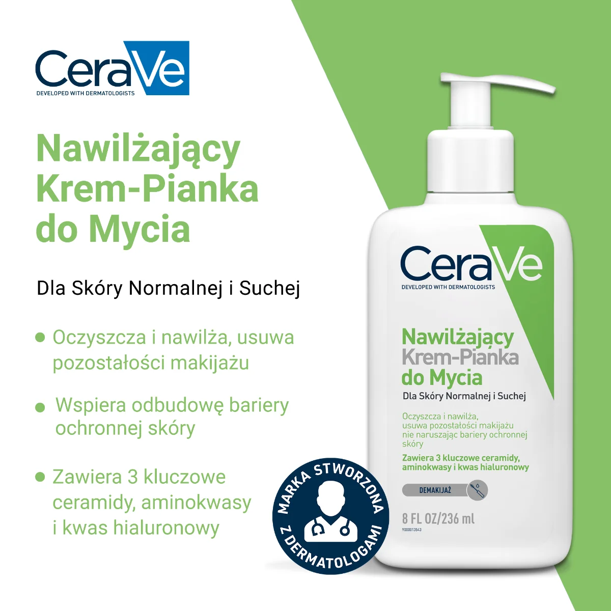 Cerave nawilżający krem-pianka do mycia, 236 ml