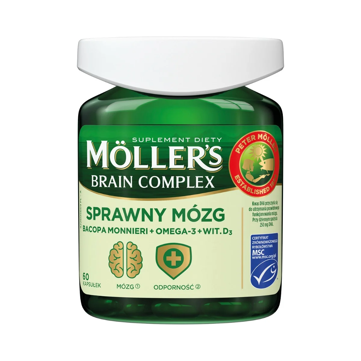 Moller's Brain Complex (Sprawny Mózg), suplement diety, 60 kapsułek. Data ważności 31-01-2024