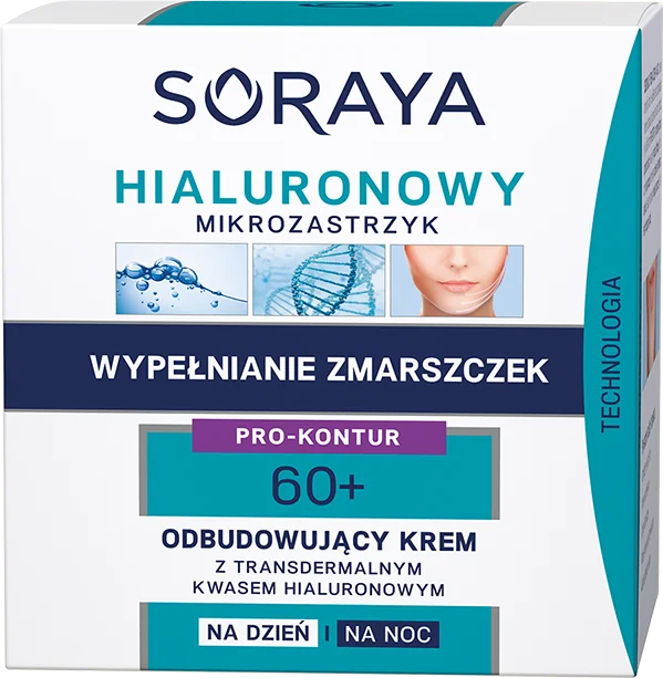 Soraya Hialuronowy Mikrozastrzyk, odbudowujący krem na dzień i na noc 60+, 50 ml