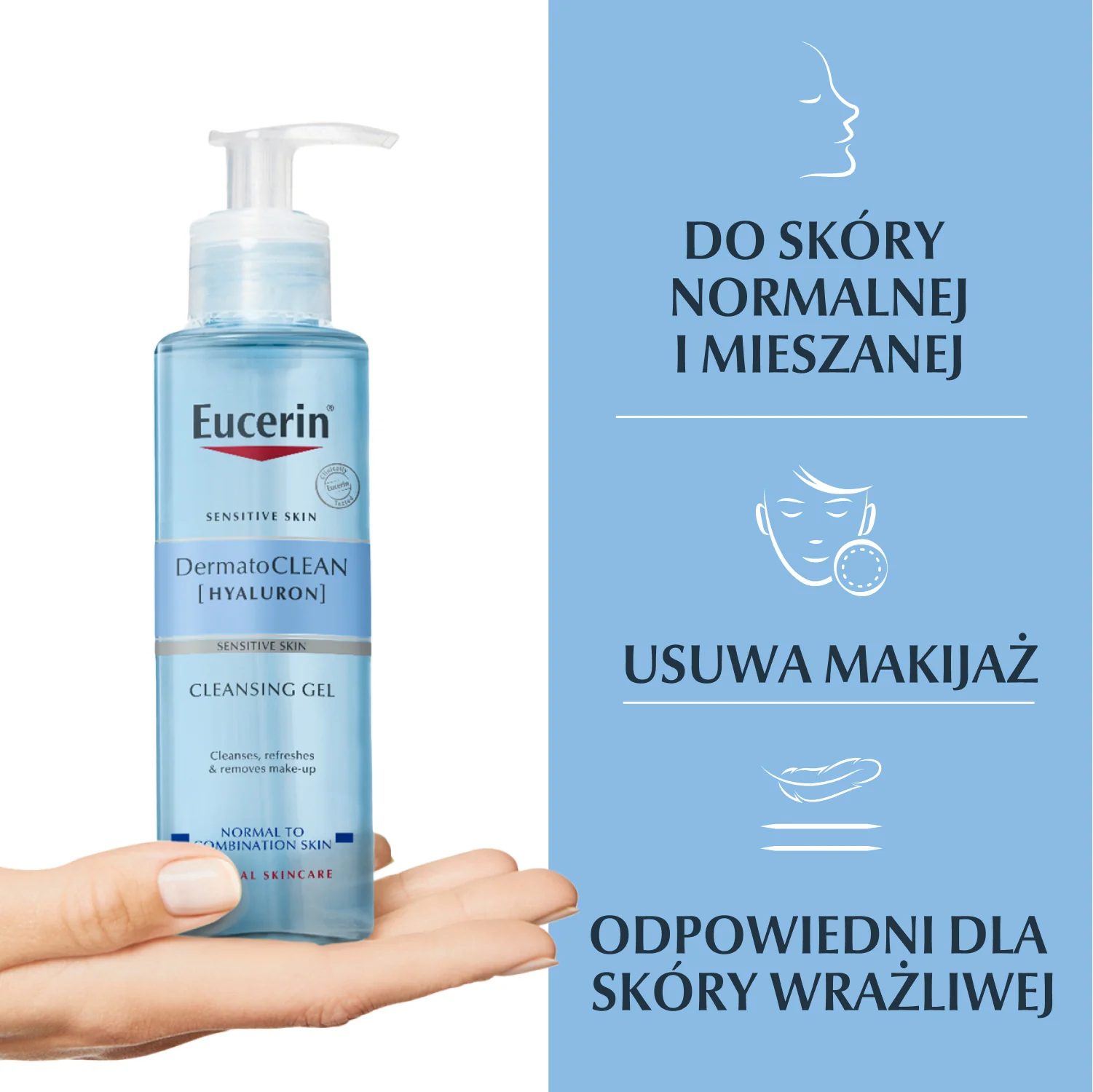 Eucerin DermatoCLEAN Hyaluron żel oczyszczający do każdego rodzaju skóry, 200 ml