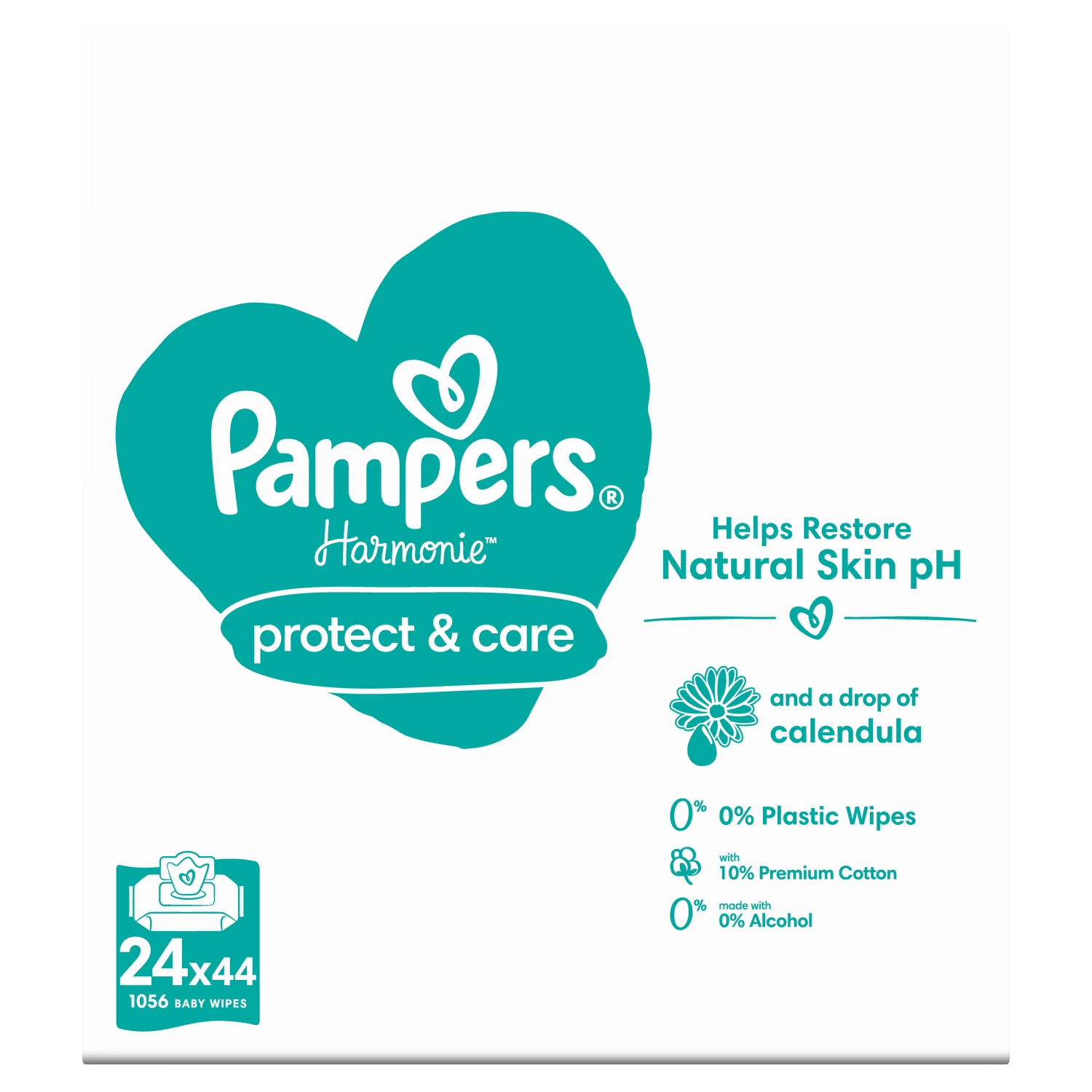 Pampers Harmonie Protect & Care, Chusteczki nawilżane dla dzieci, 24 x 44 sztuki