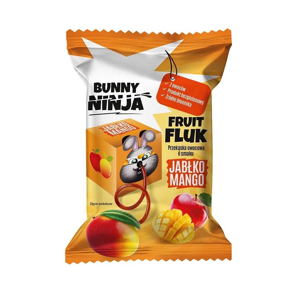 Bunny Ninja Fruit Fluk przekąska owocowa o smaku jabłko-mango, 15 g