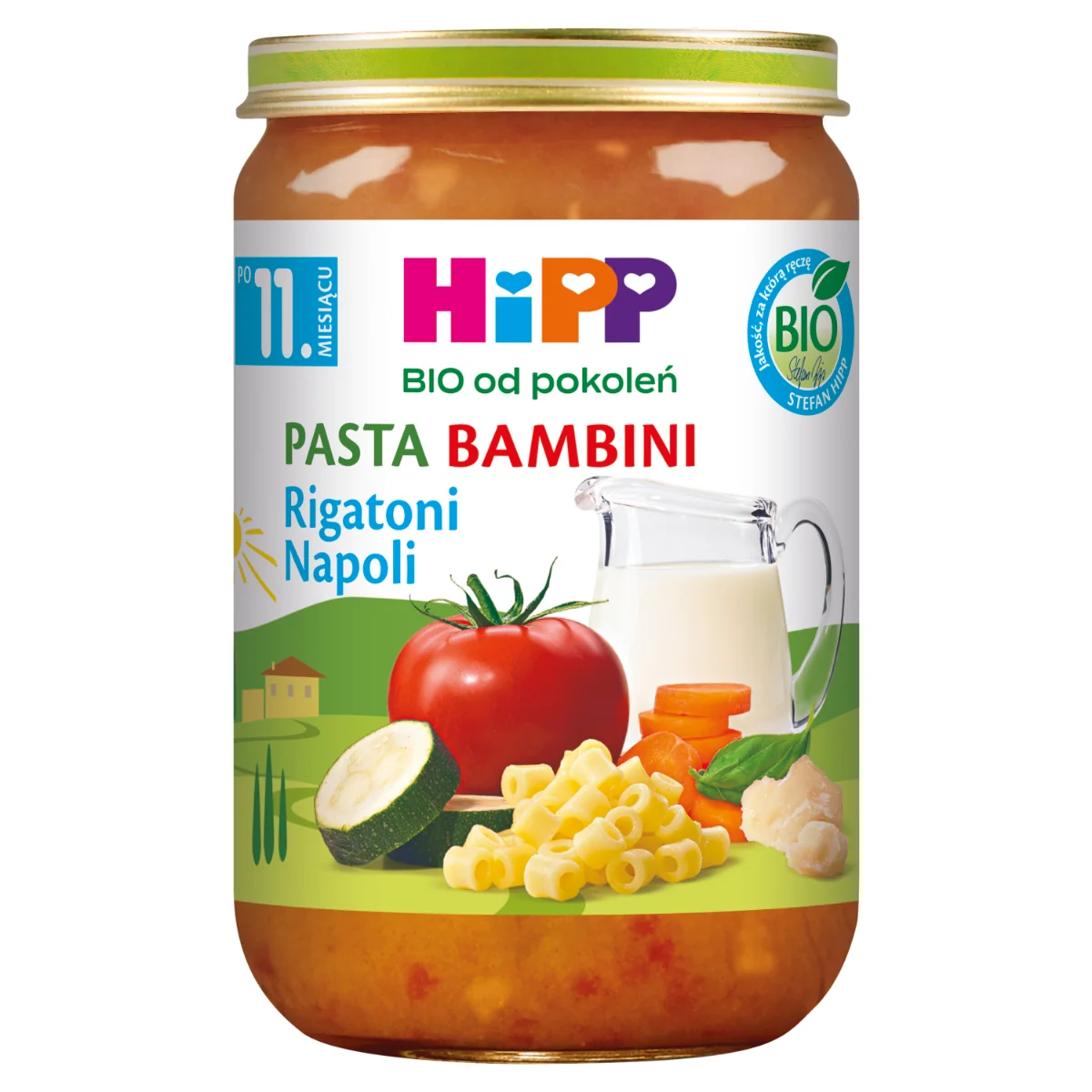 HiPP BIO od pokoleń, Pasta Bambini, Rigatoni Napoli, po 11 miesiącu, 220 g