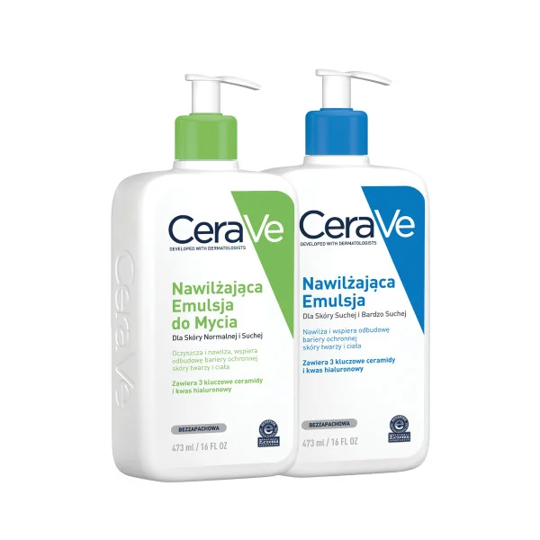 Cerave, Zestaw Nawilżająca emulsja do mycia, 473 ml + Nawilżająca emulsja do ciała, 473 ml