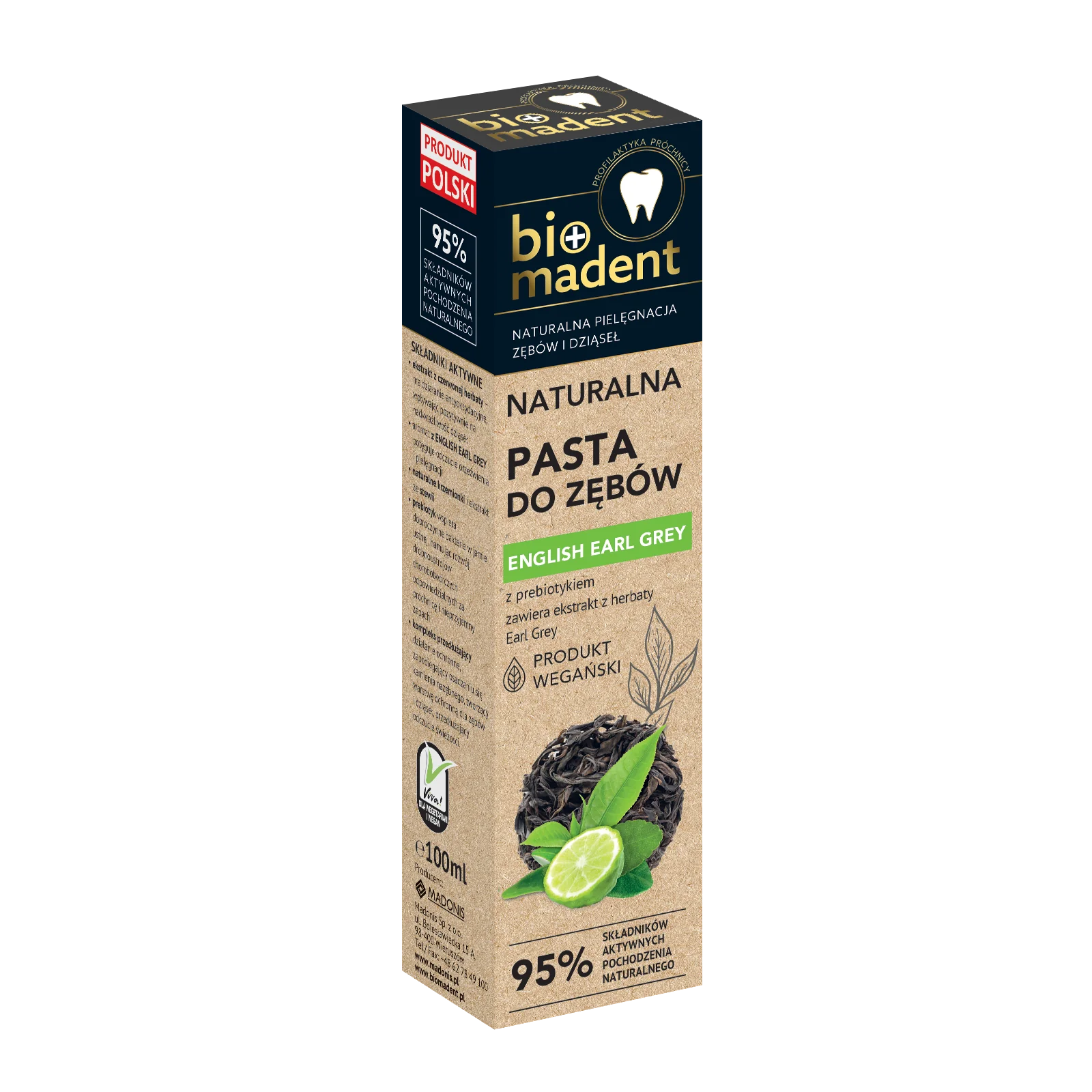 BIO MADENT English Earl Grey naturalna pasta do zębów, 100 ml