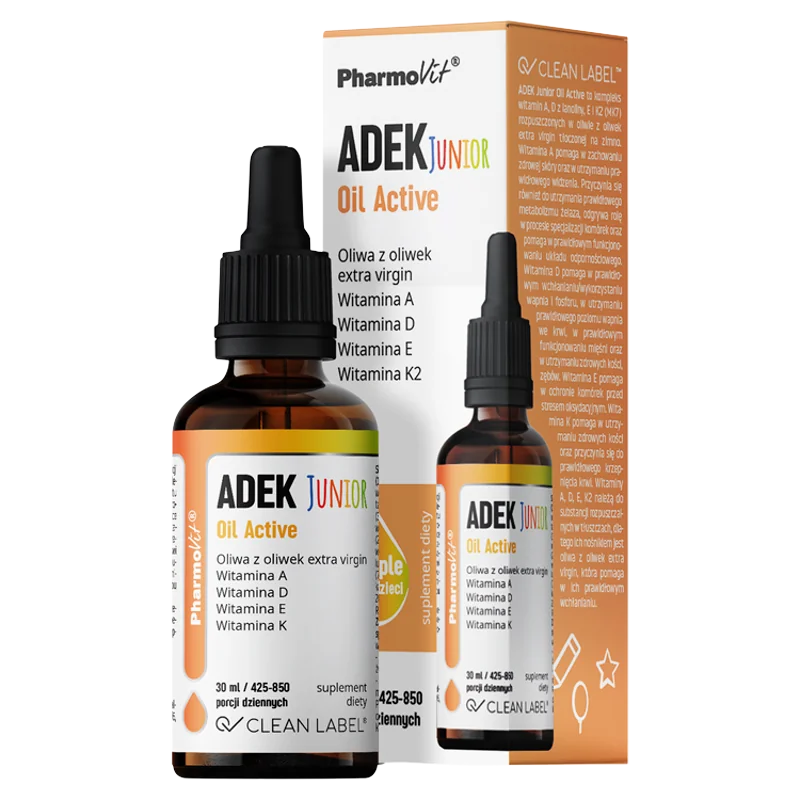 Pharmovit Clean Label ADEK Junior Oil Active, suplement diety, 30 ml