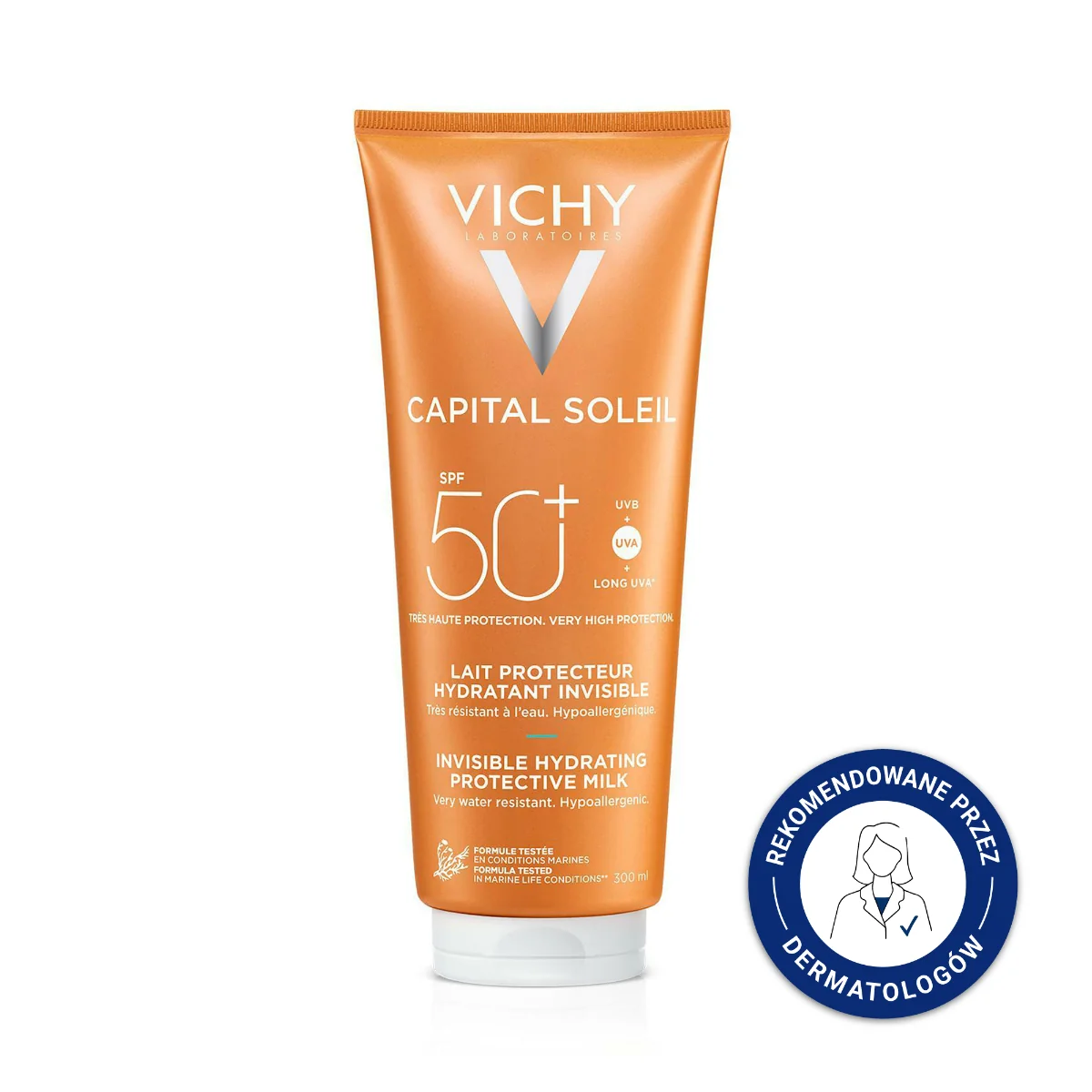 Vichy Capital Soleil, Mleczko do twarzy i ciała SPF 50+, 300 ml