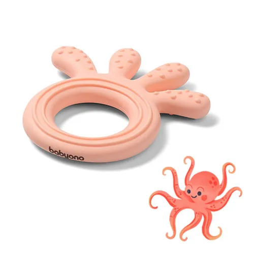 Babyono gryzak silikonowy Octopus brzoskwiniowy, 1 szt. 