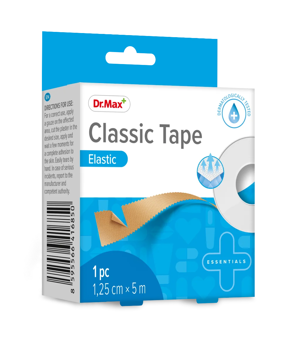 Classic Tape Elastic Dr.Max, elastyczny przylepiec na rolce 1,25 cm x 5 m, 1 sztuka