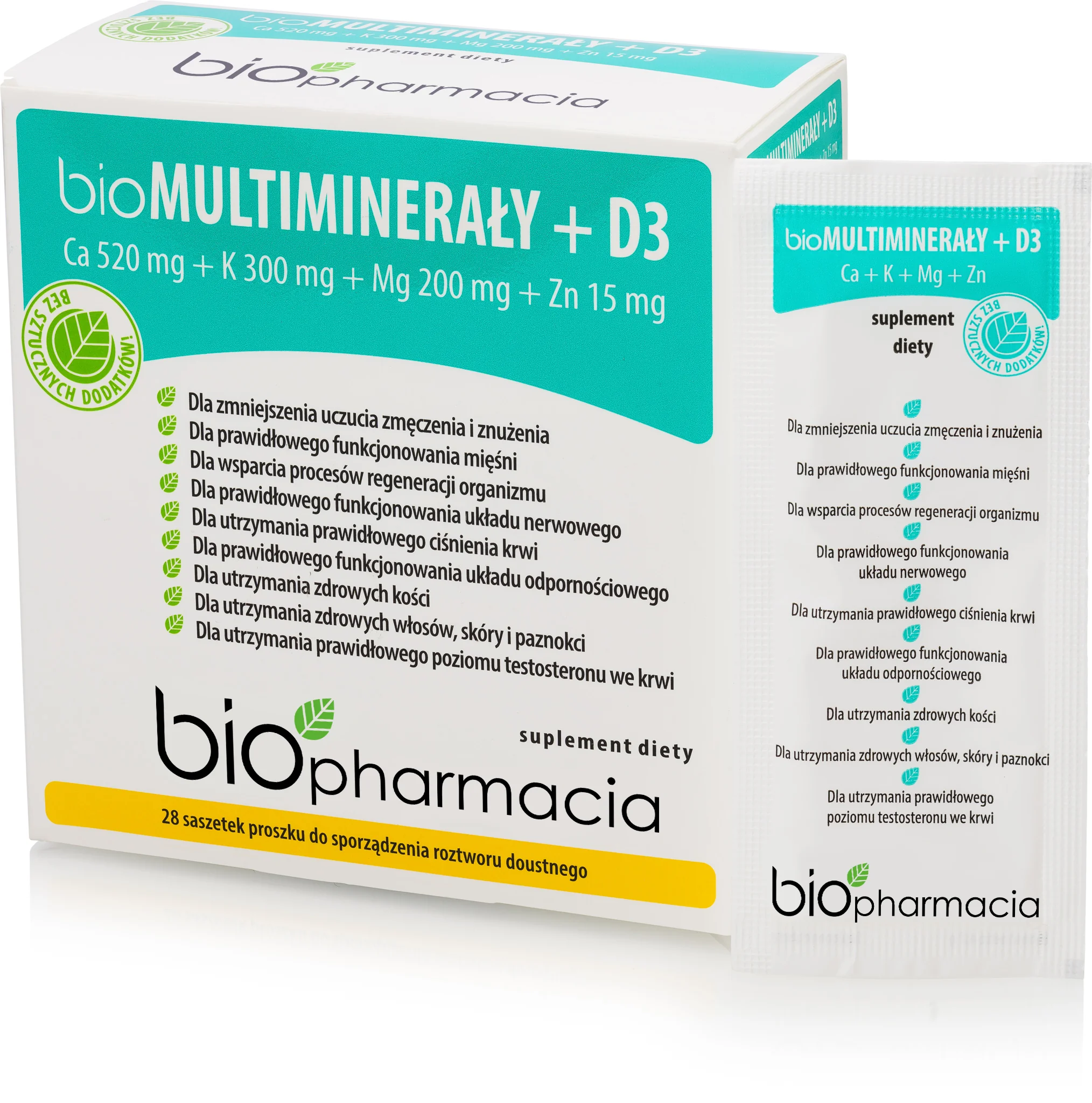 Biofarmacja bioMultiminerały + D3, 28 saszetek