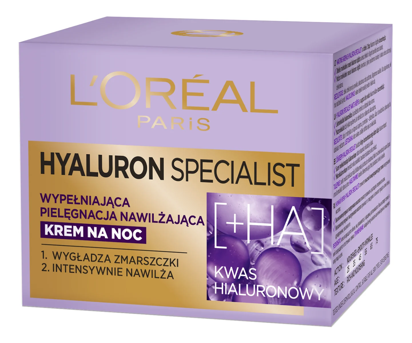 L`Oreal Paris Hyauloron Specialist wypełniająca pielęgnacja nawilżająca krem do twarzy na noc, 50 ml