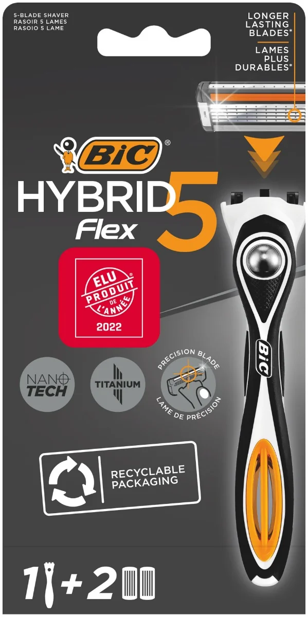 BiC Hybrid Flex 5 maszynka do golenia dla mężczyzn, 1 szt. + 2 wkłady