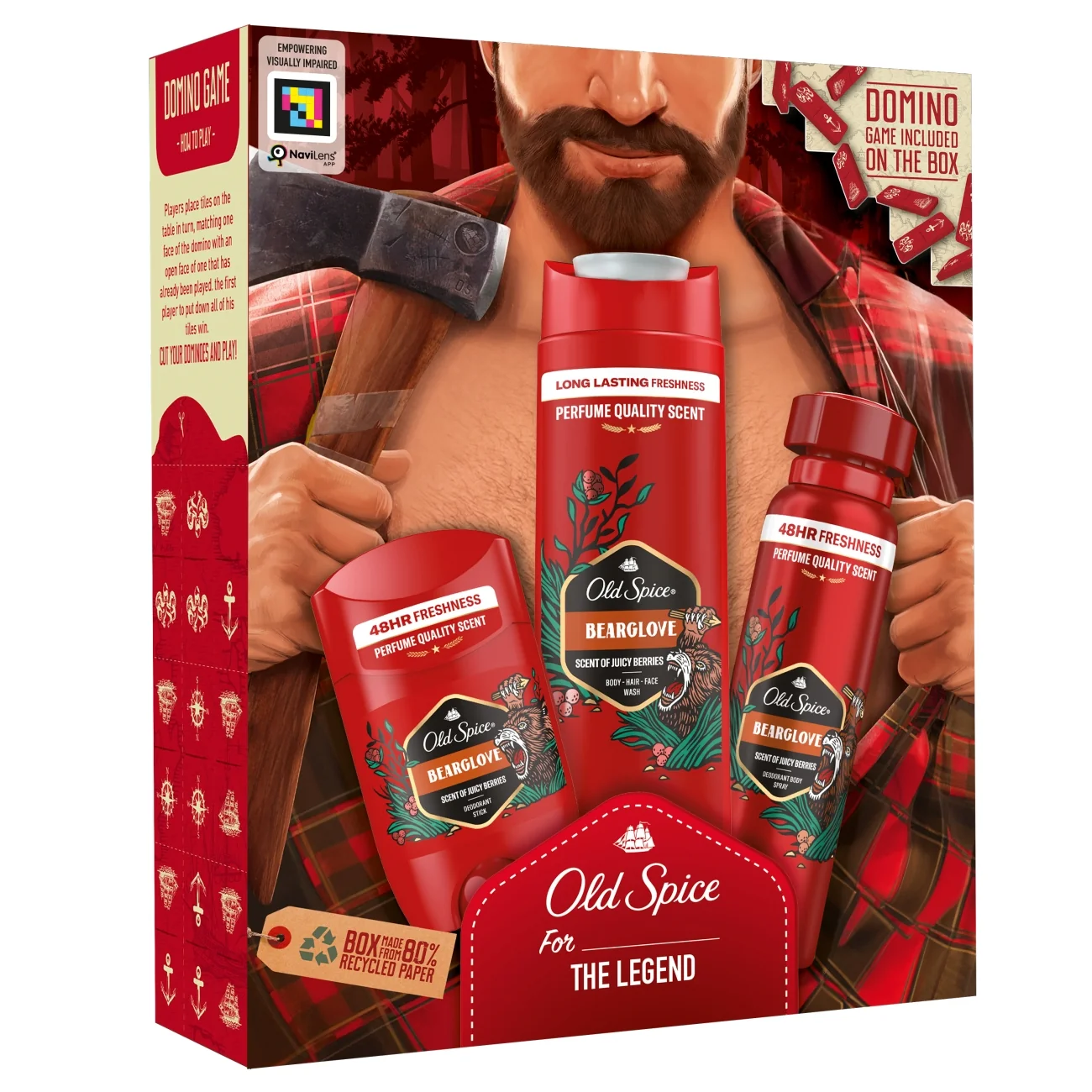 Old Spice Bearglove zestaw podarunkowy dezodorant w sprayu, 150 ml + dezodorant w sztyfcie, 50 ml + żel pod prysznic, 250 ml