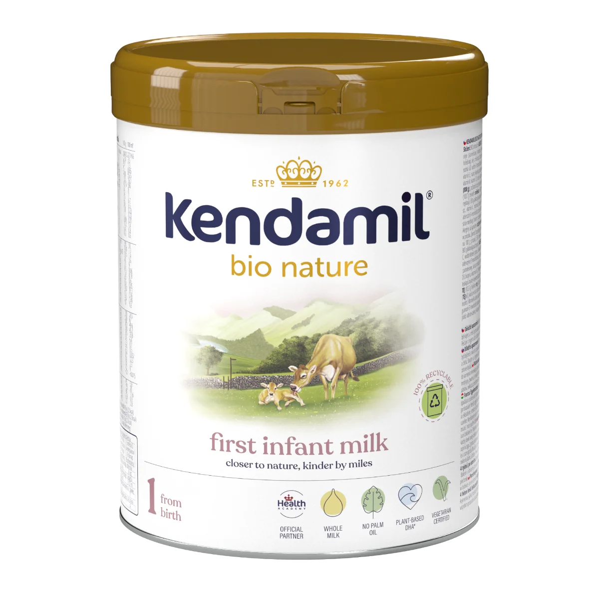 Kendamil BIO Nature 1 DHA+, Mleko początkowe dla niemowląt do 6 miesiąca życia, 800 g