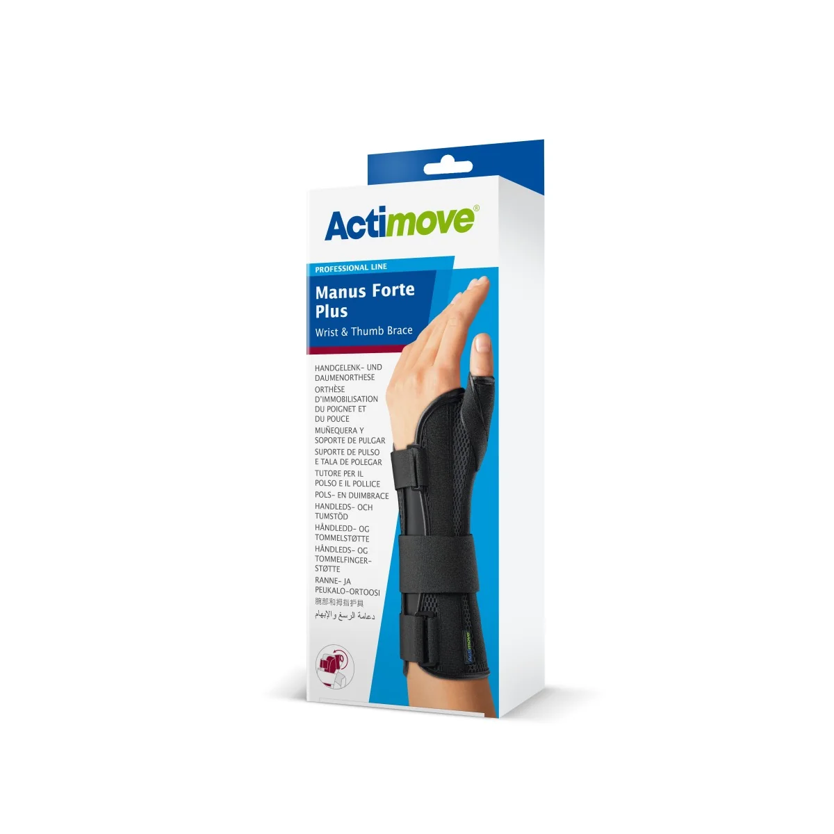 Actimove Professional Line Manus Forte Plus, orteza nadgarstka i kciuka na prawą rękę, czarna, L/XL, 1 szt.