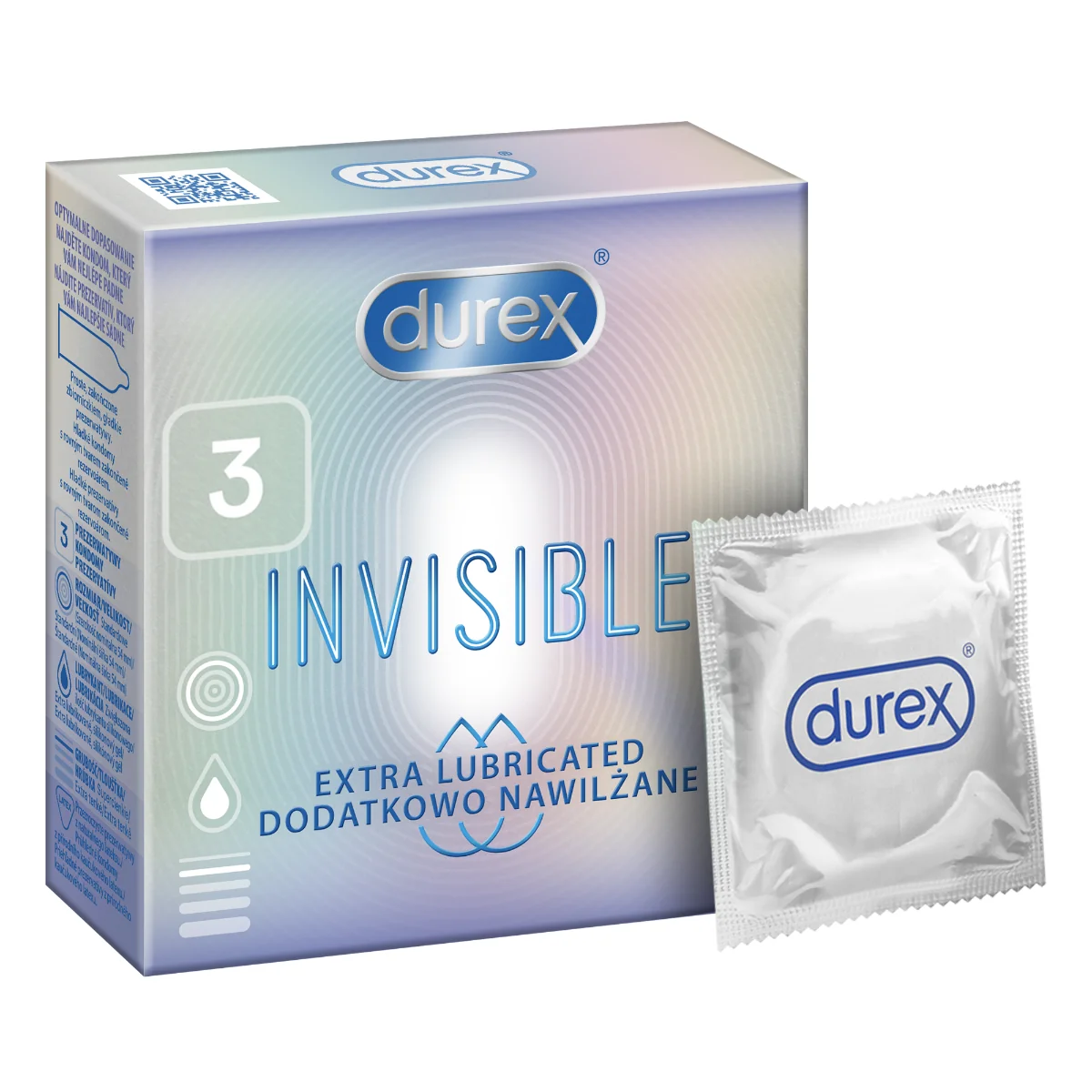 Prezerwatywy Durex INVISIBLE dodatkowo nawilżane, 3 szt. 