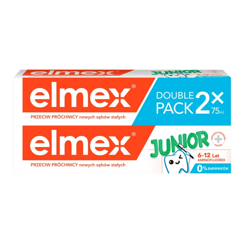 elmex Junior, pasta do zębów dla dzieci 6-12 lat, double pack, 2 x 75 ml