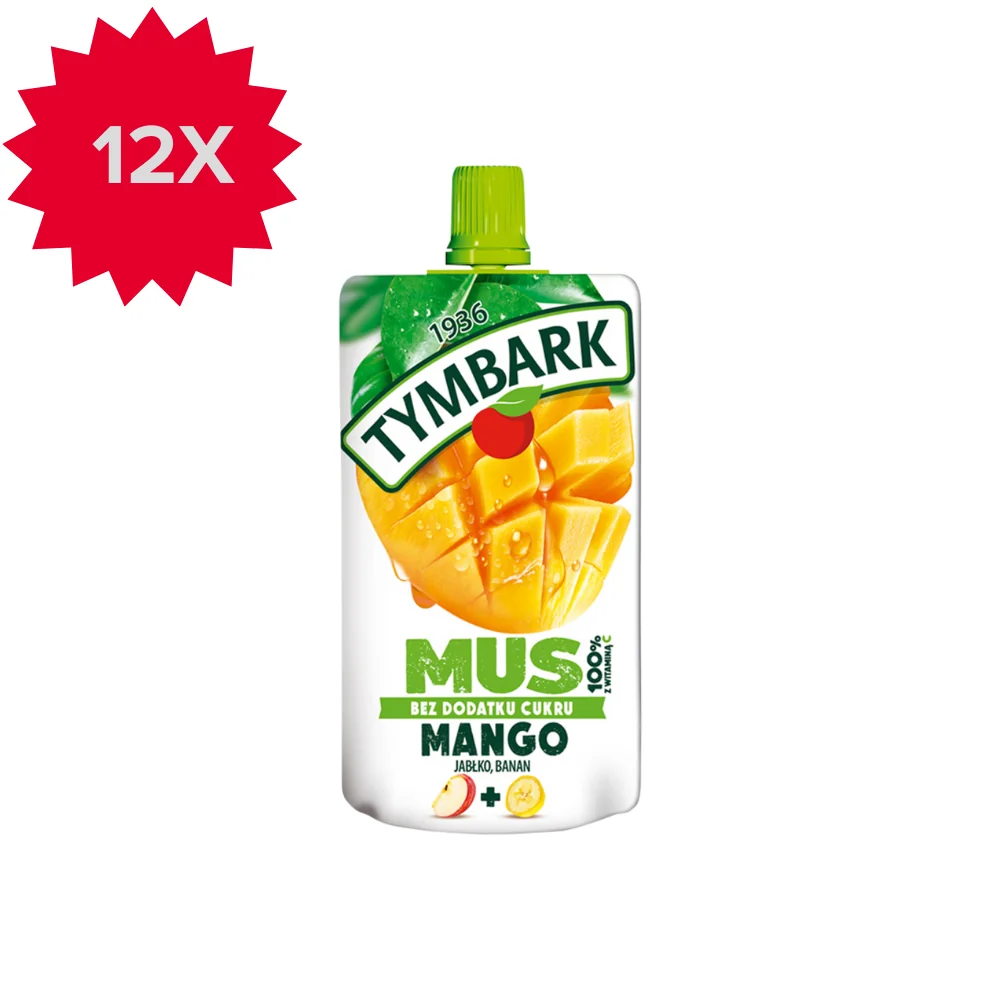 Tymbark mus 100% owoców, mango jabłko banan, 12 x 120 g