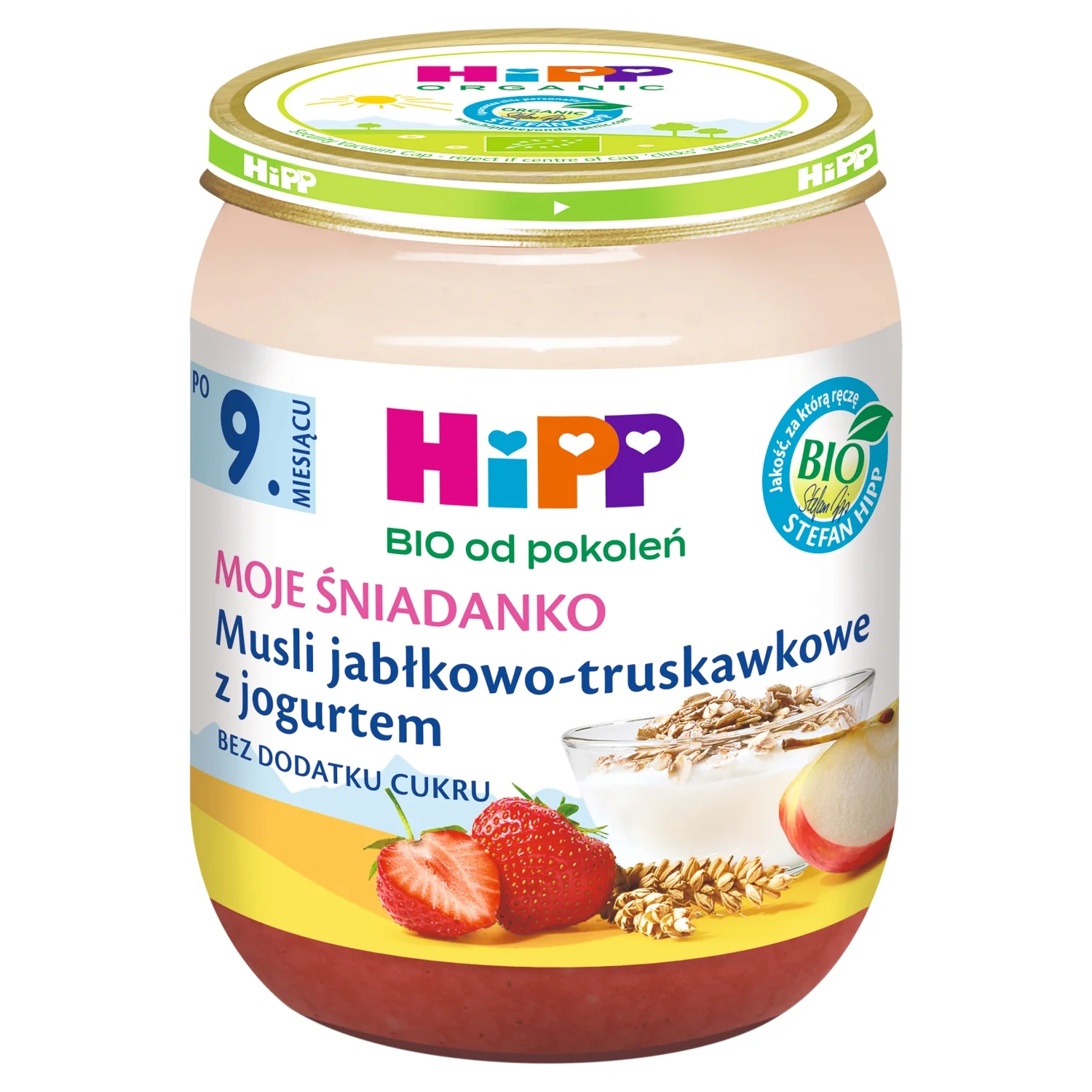 HiPP BIO od pokoleń musli jabłkowo-truskawkowe z jogurtem po 9. miesiącu, 160 g