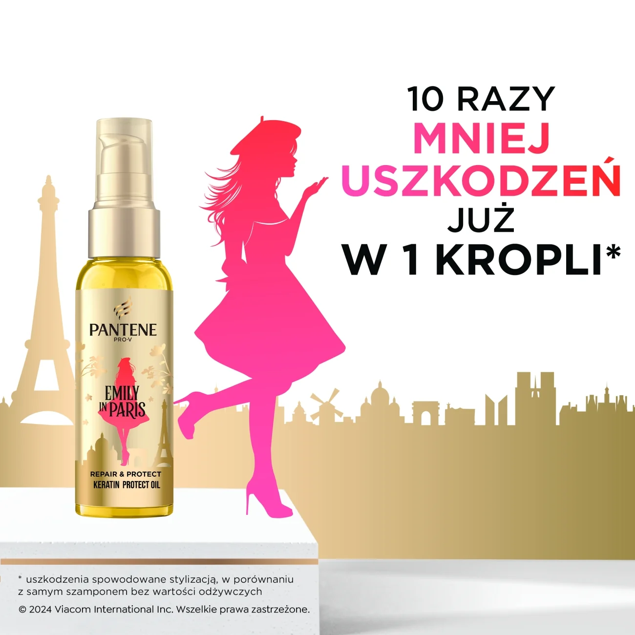 Pantene x Emily in Paris serum, 200 ml +  olejek, 100 ml + maska do włosów, 300 ml