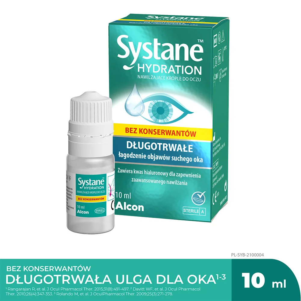 Systane Hydration, bez konserwantów, krople do oczu, 10 ml