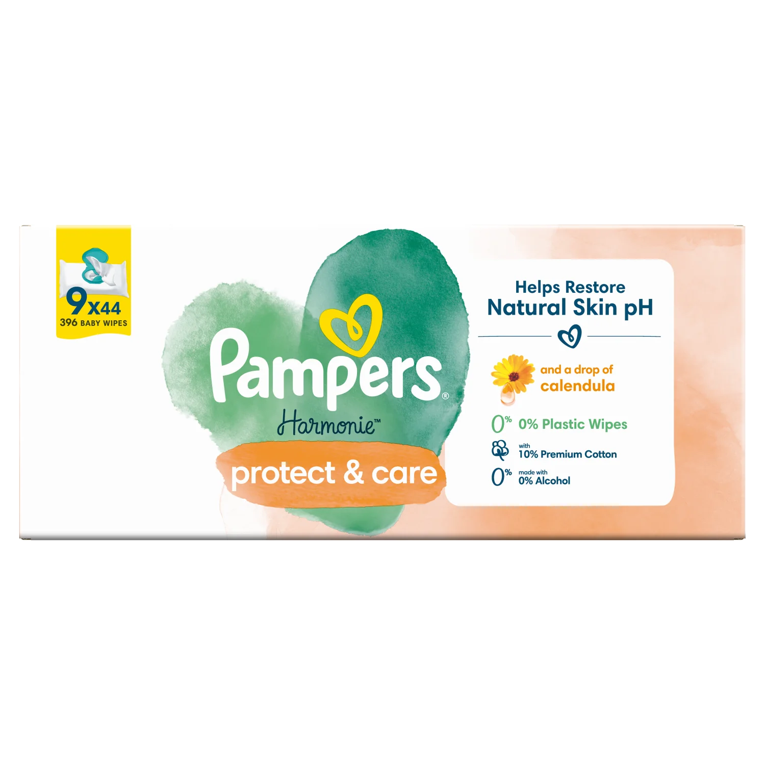 Pampers Harmonie Protect & Care, Chusteczki nawilżane dla dzieci, 9 x 44 sztuki