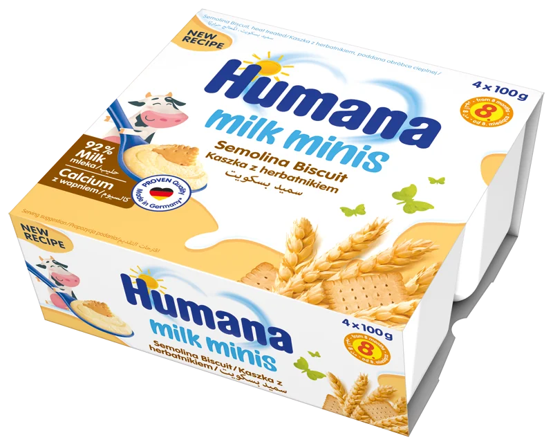 Humana Milk Minis deserek mleczny kaszka z herbatnikiem 4x100 g