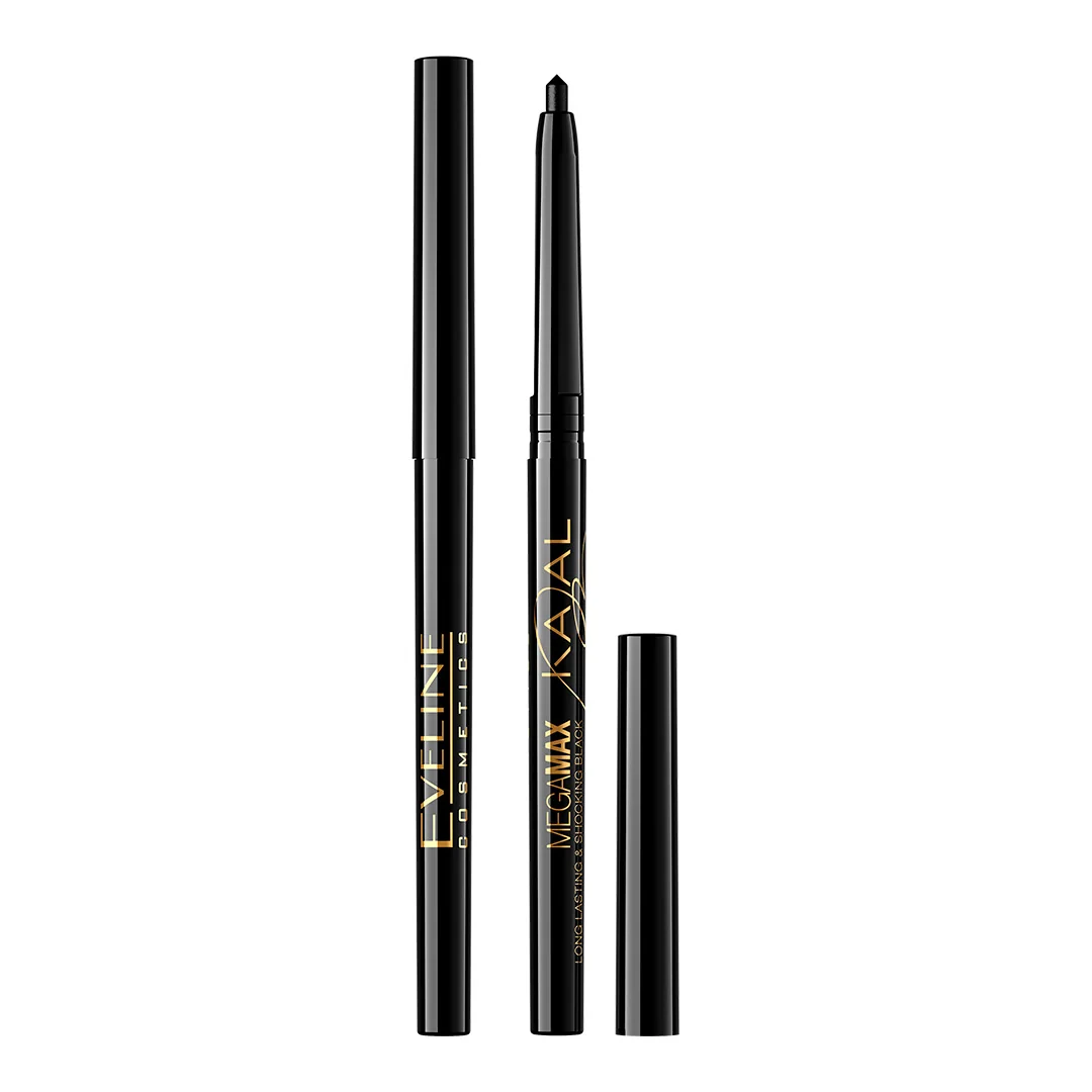 Eveline Cosmetics Mega Max Long Lasting & Shocking Kajal kredka do oczu czarna, 0,28 g