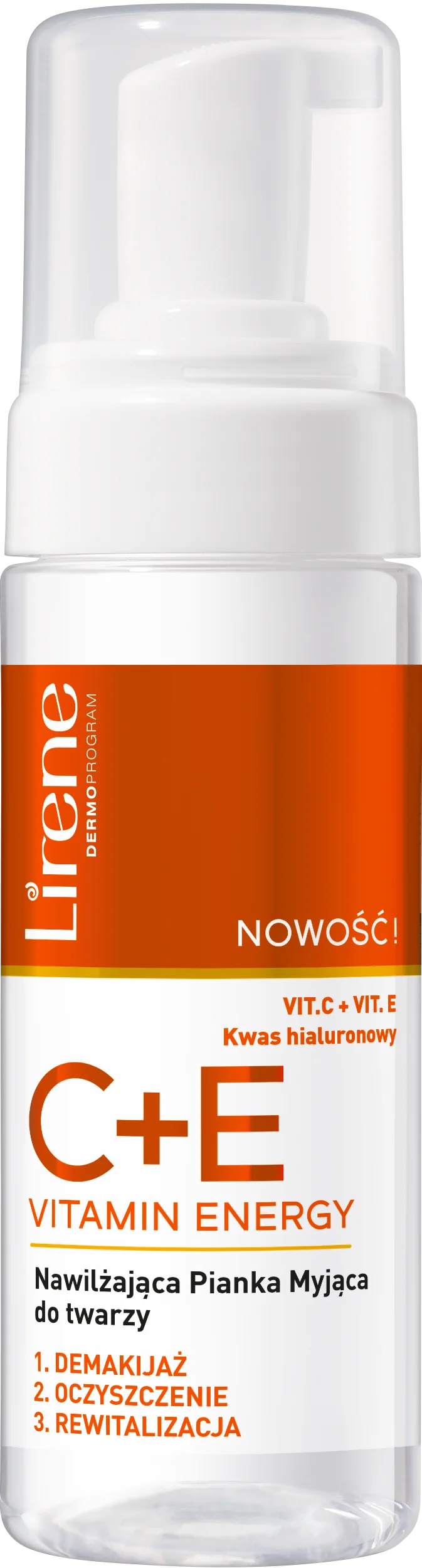 Lirene C+E VITAMIN ENERGY, nawilżająca pianka myjąca do twarzy, 150 ml