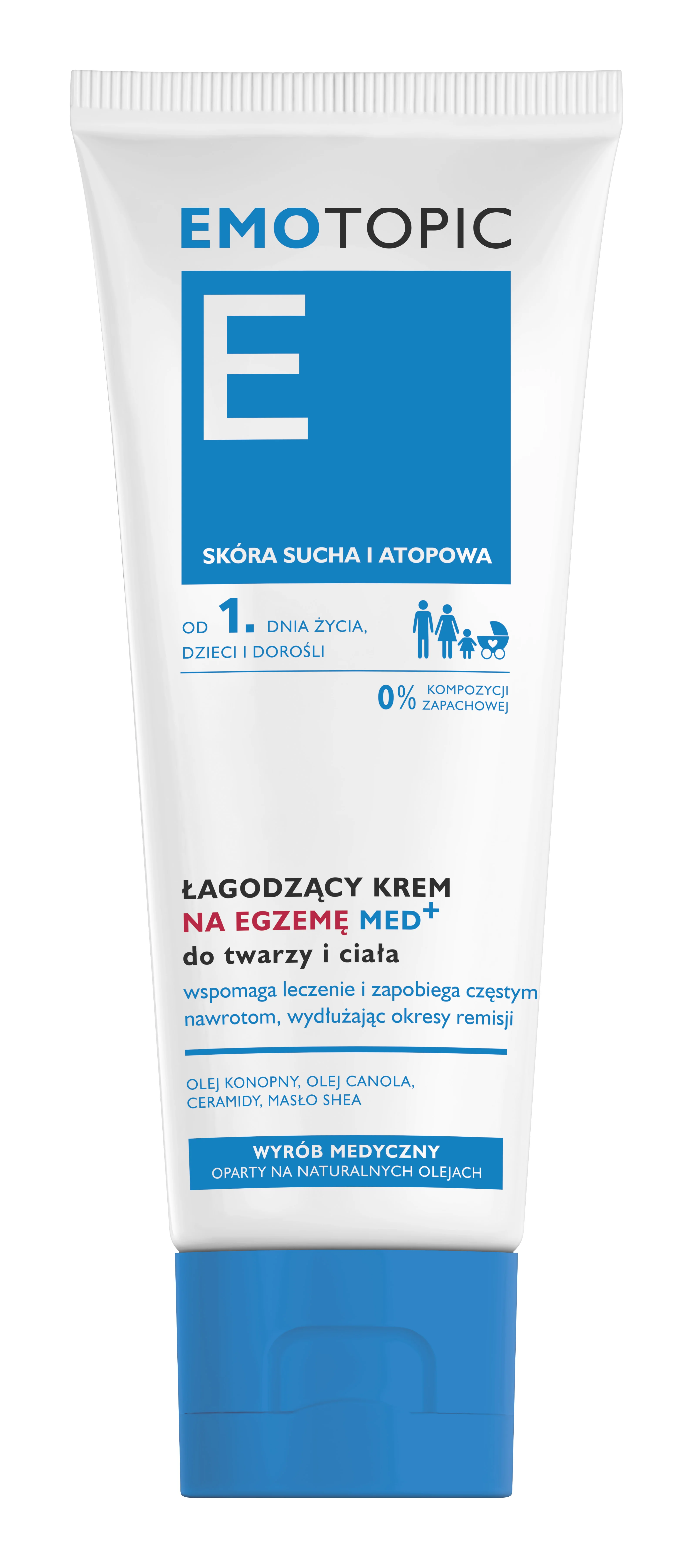 Emotopic łagodzący krem na egzemę Med+ do twarzy i ciała, 75 ml