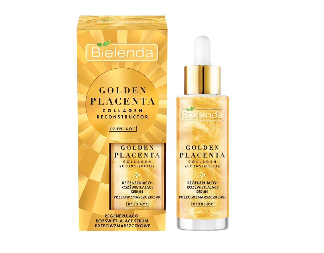 Bielenda Golden Placenta Collagen Reconstructor, regenerująco-rozświetlające serum przeciwzmarszczkowe, 30 g