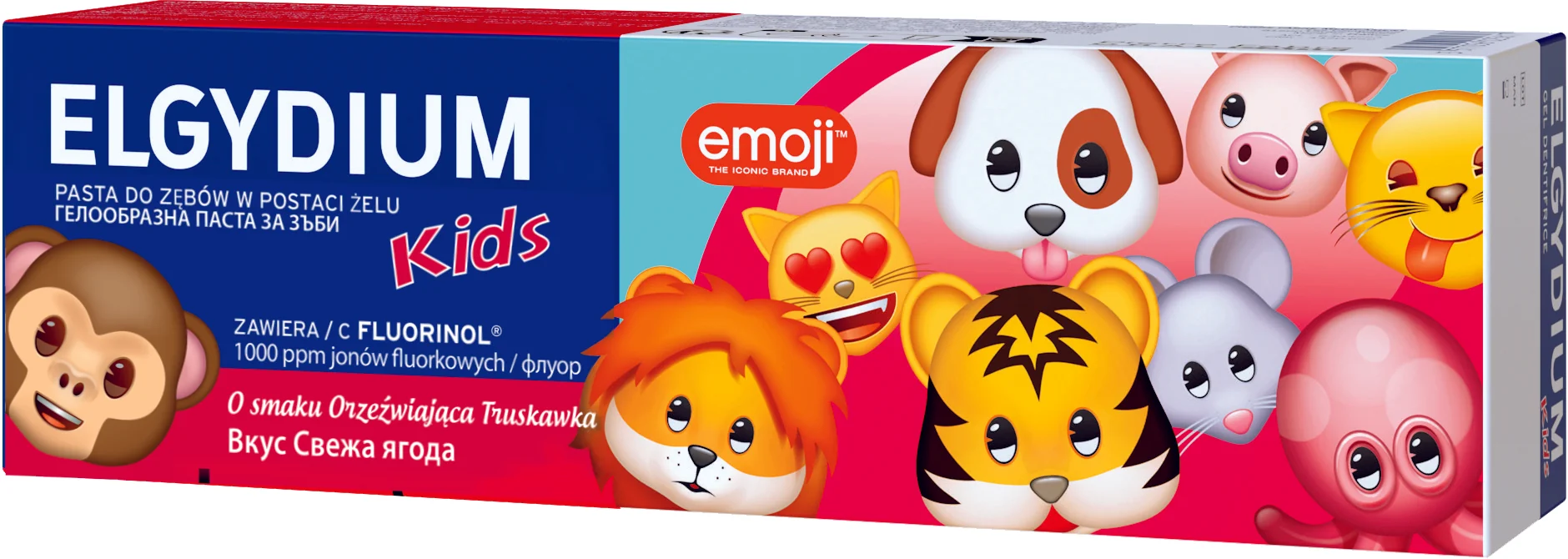 Elgydium Kids Emoji, pasta do zębów dla dzieci 3-6 lat Orzeźwiająca Truskawka, 50 ml