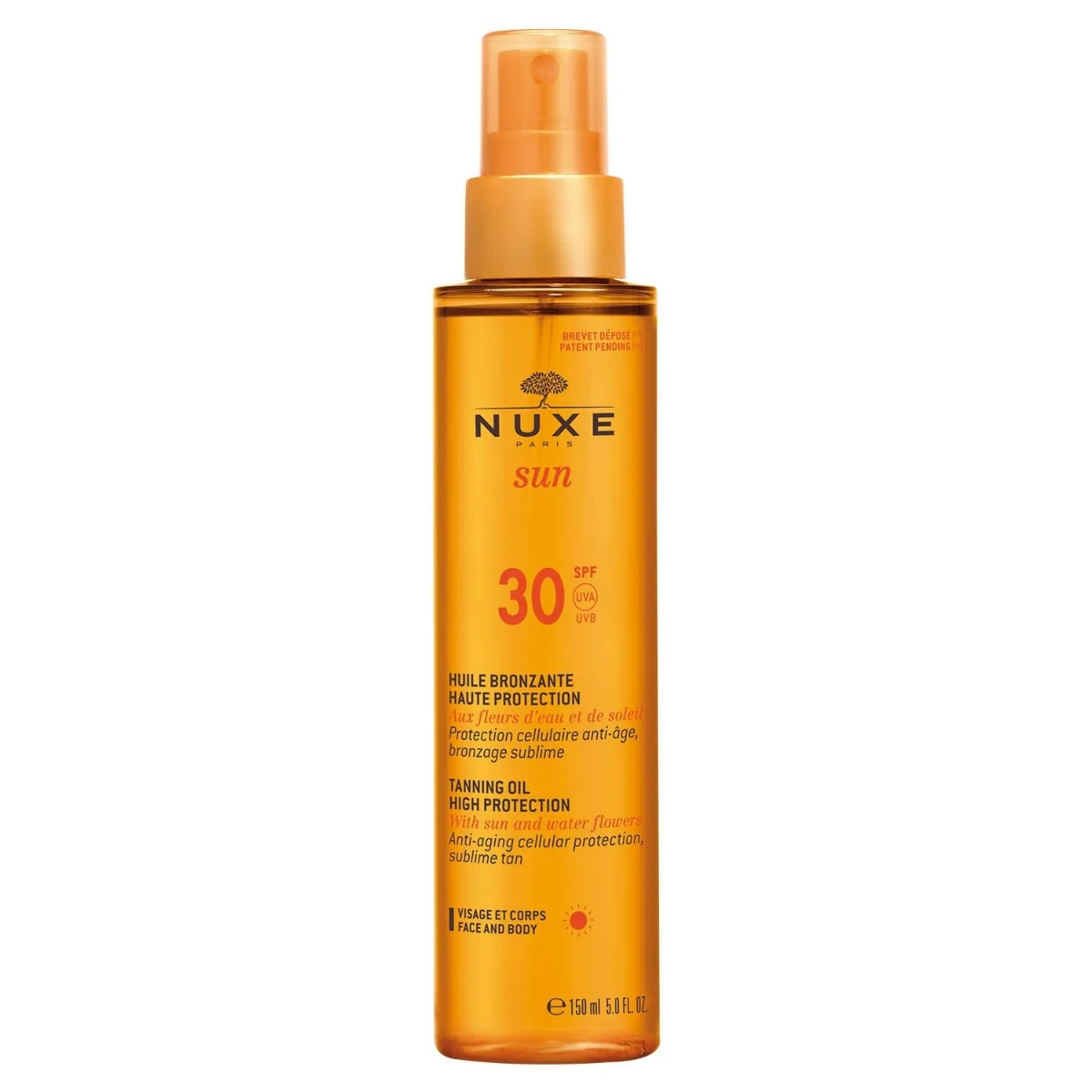 NUXE Sun Ochronny olejek do opalania twarzy i ciała SPF30, spray 150 ml