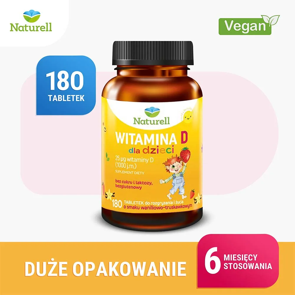 Naturell witamina D dla dzieci, 180 tabletek 