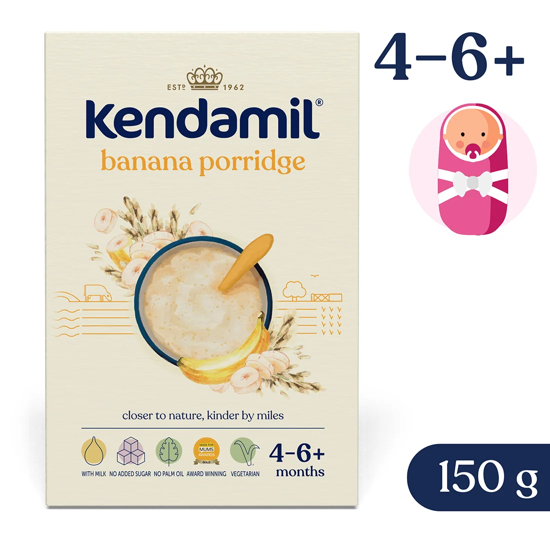 Kendamil Mleczna kaszka z bananem, 150 g