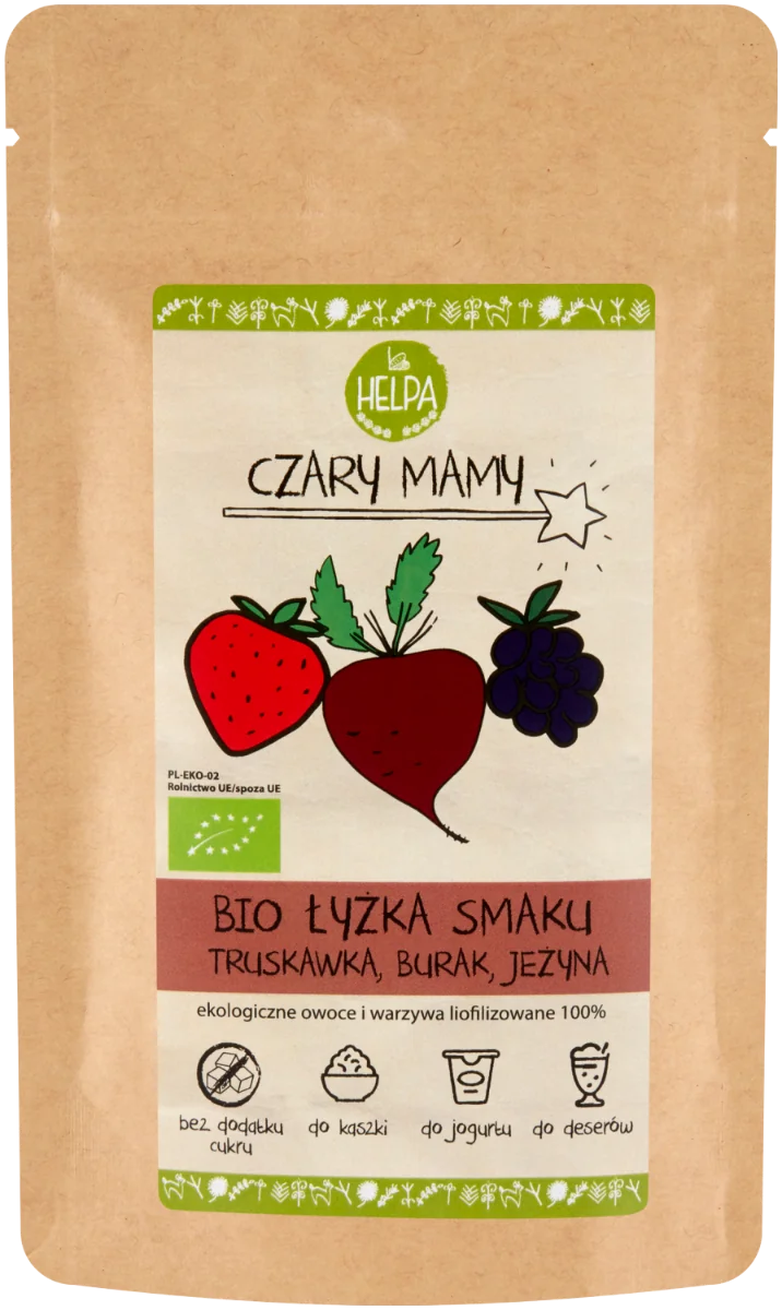 HELPA Czary Mamy Bio Łyżka smaku truskawka, burak, jeżyna, 40 g