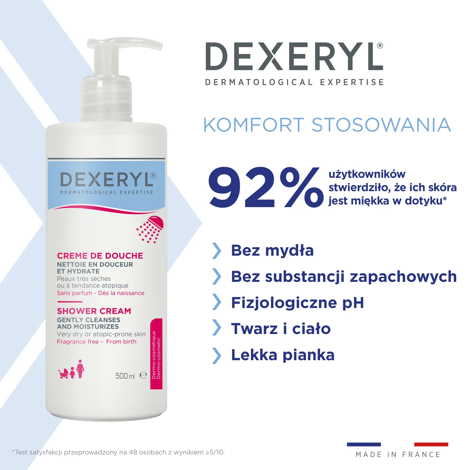 Dexeryl krem myjący pod prysznic, 500 ml