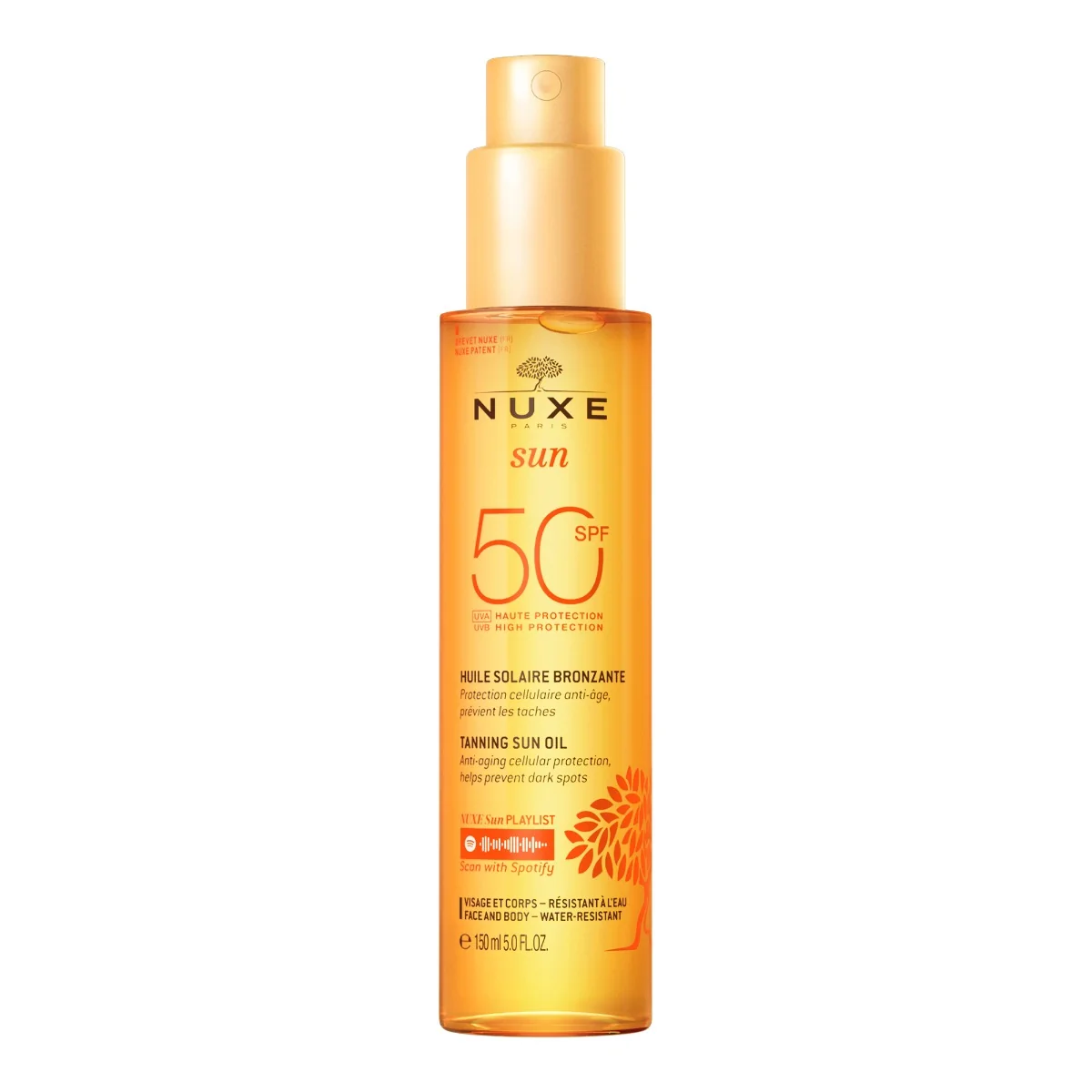 Nuxe Sun, olejek do opalania twarzy i ciała SPF50, 150 ml