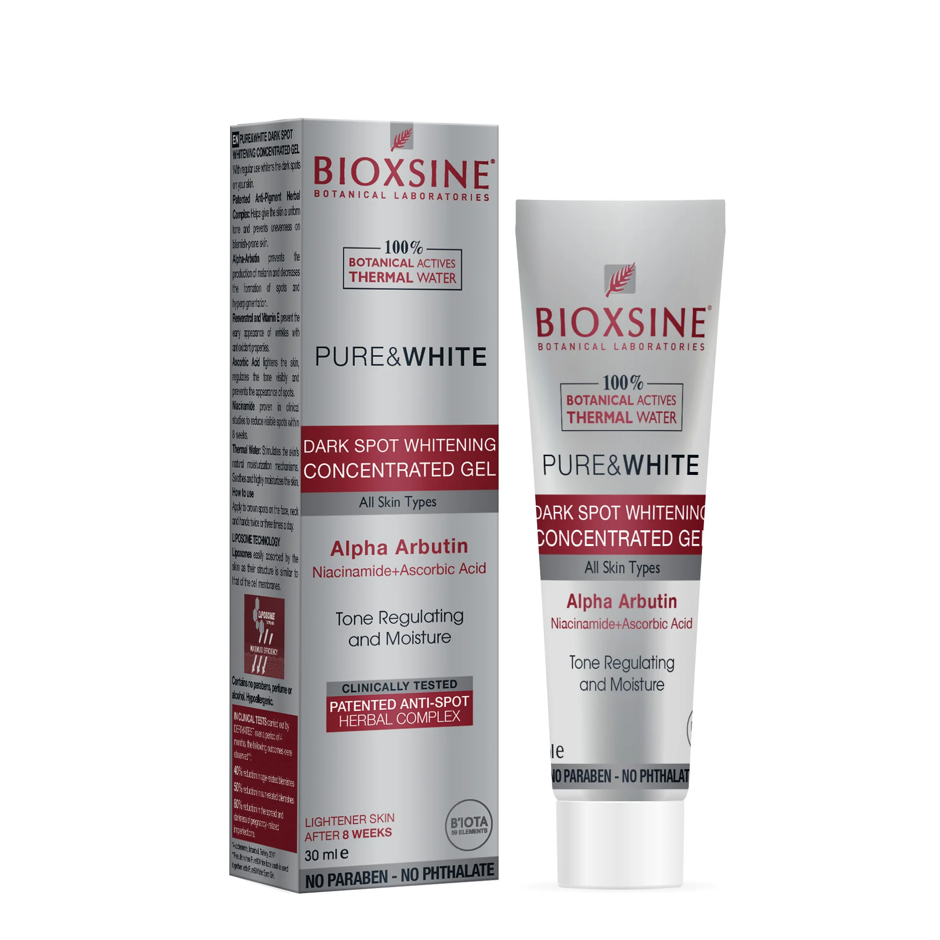 Bioxsine Pure&White, skoncentrowany żel wybielający przebarwienia skóry, 30 ml