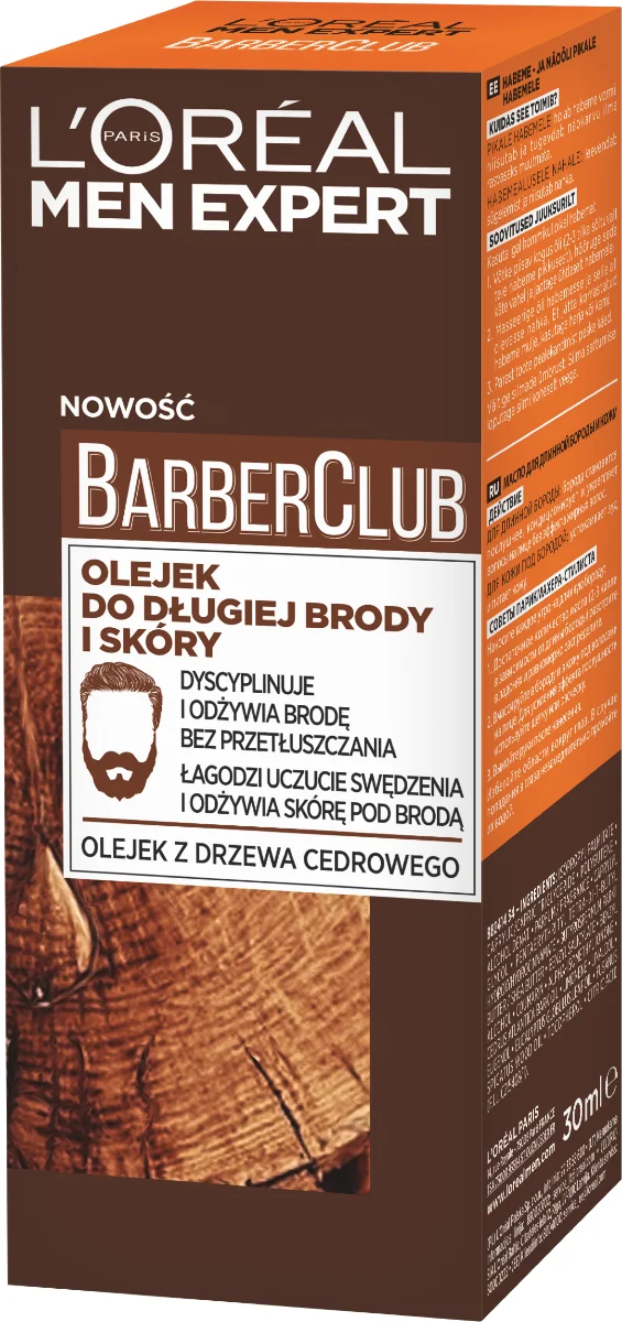 L`Oreal Men Expert Barber Club olejek do długiej brody i skóry mężczyzn, 30 ml