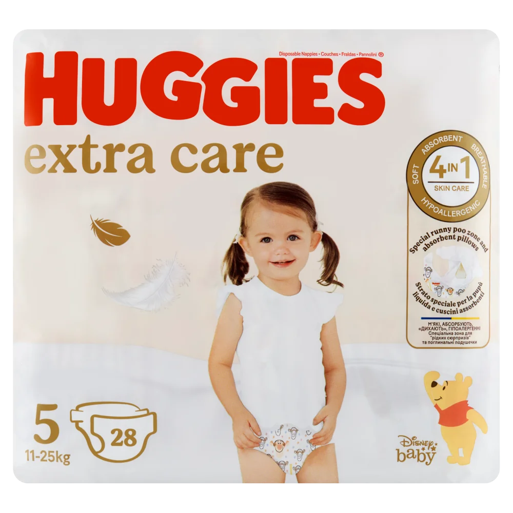 Huggies Extra Care Jumbo, pieluchy rozmiar 5 11-25 kg, 28 szt.