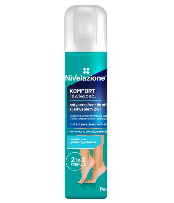 Nivelazione, antyperspirant do stóp z jedwabiem 2w1, 180 ml