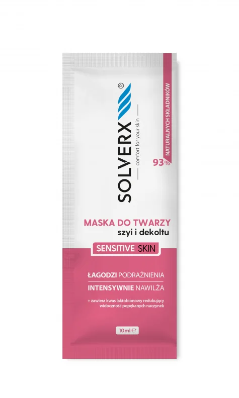 Solverx Sensitive Skin, maska do twarzy, szyi i dekoltu, 10 ml