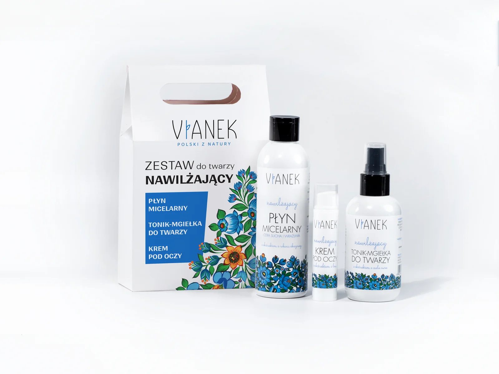 Vianek zestaw nawilżający do twarzy (torebka) 200 ml + 150 ml + 15 ml