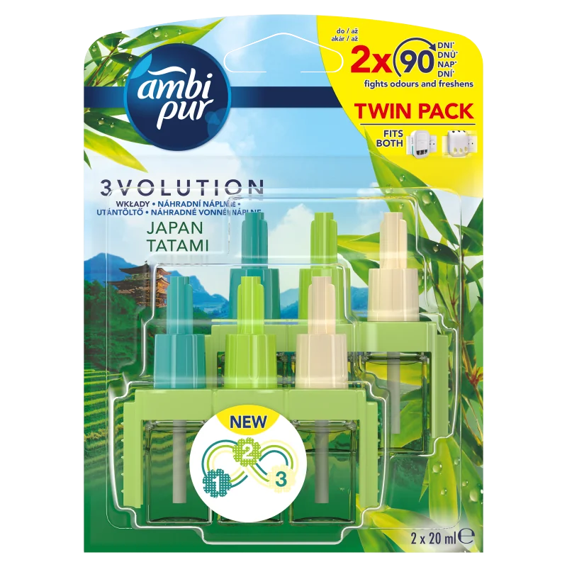 Ambi Pur 3 Volution Japan Tatami wkład do elektrycznego odświeżacza powietrza value pack, 2 x 20 ml