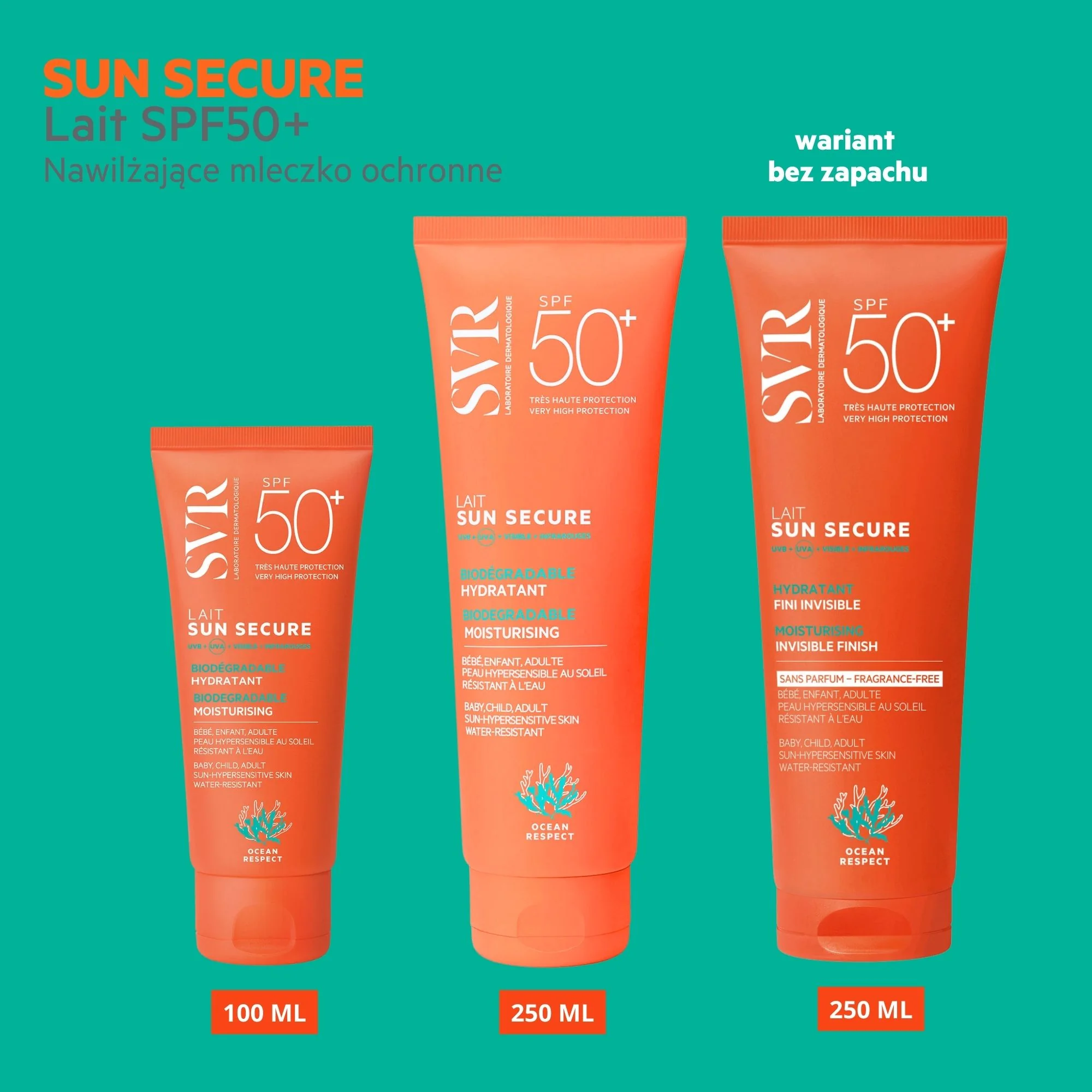 SVR Sun Secure Lait biodegradowalne mleczko SPF 50+, 250 ml