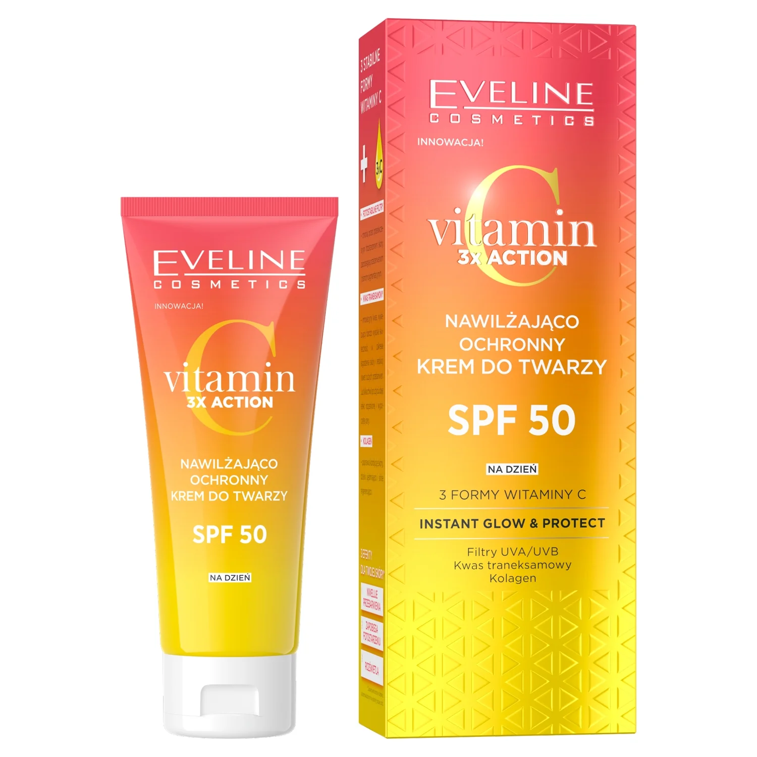 Eveline Cosmetics Vitamin C 3x Action Nawilżająco-ochronny krem do twarzy SPF 50, 30 ml