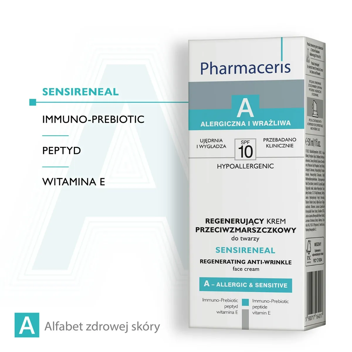 Pharmaceris A Sensireneal, regenerujący krem przeciwzmarszczkowy do twarzy, SPF 10, 30 ml 